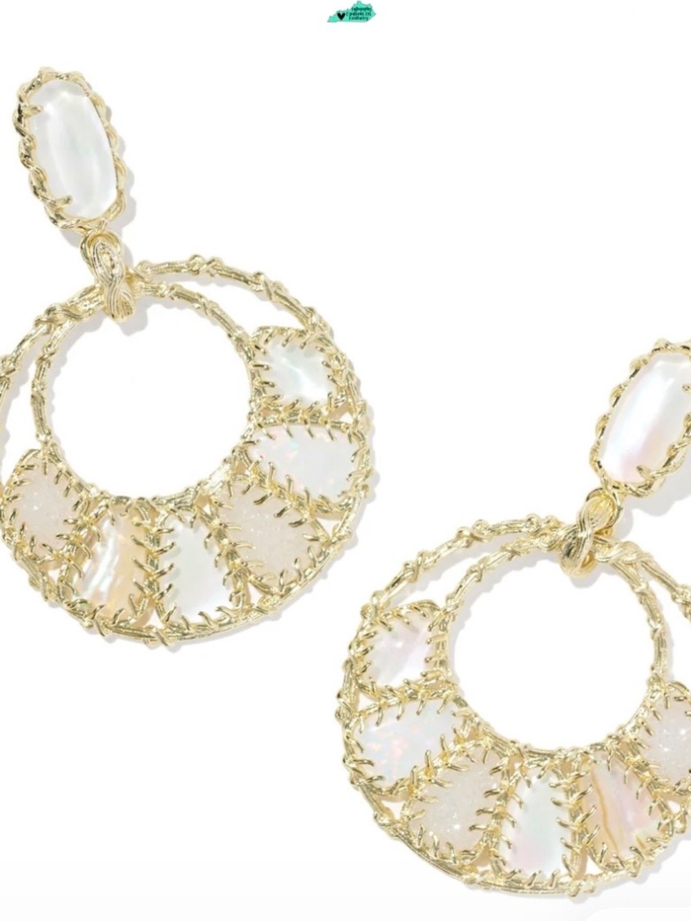 Dolly Parton x Kendra Scott Patchwork Open Frame Gold Statement Earrings